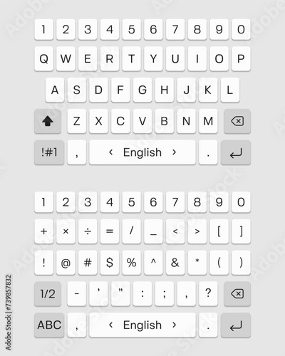 Mobile keyboard. Smartphone screen qwerty buttons. Vector template for your design.
