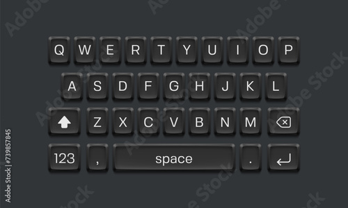 Mobile keyboard. Smartphone screen qwerty buttons. Vector template for your design. photo