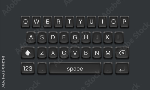 Mobile keyboard. Smartphone screen qwerty buttons. Vector template for your design.