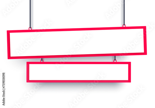 Two Hanging Blank Sign With Red Frame