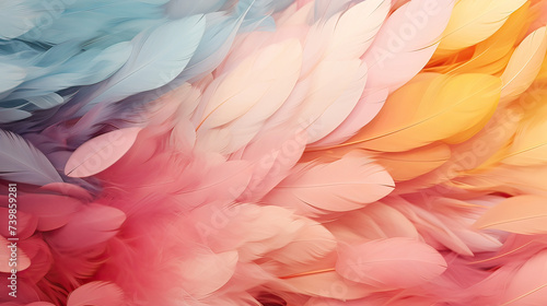 The intricate details of a soft feathers texture background, pastel tones and creative compositions for an elegant touch Ai Generative © SK