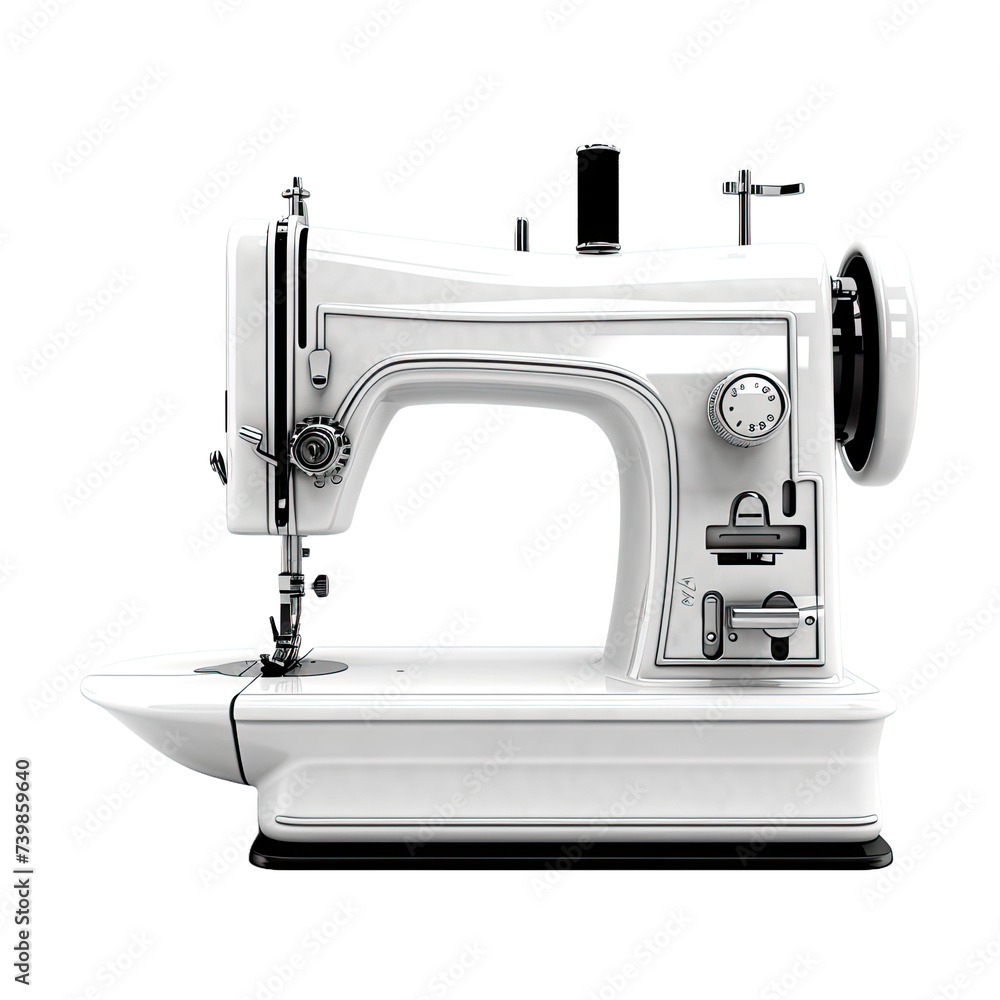 Commercial Sewing Machine for Threads Isolated on white Background.