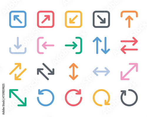 Bold line color icons set for Arrow.
