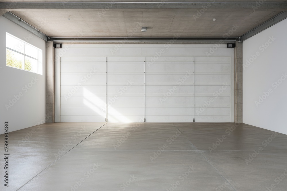 New Empty Garage Interior in American Home - Simple Wall, Floor, and Ceiling Design with an Empty New Empty Garage Interior in American Home - Simple Wall, Floor, and Ceiling Design with an Empty