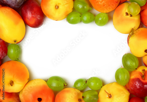 fruits and vegetables on white