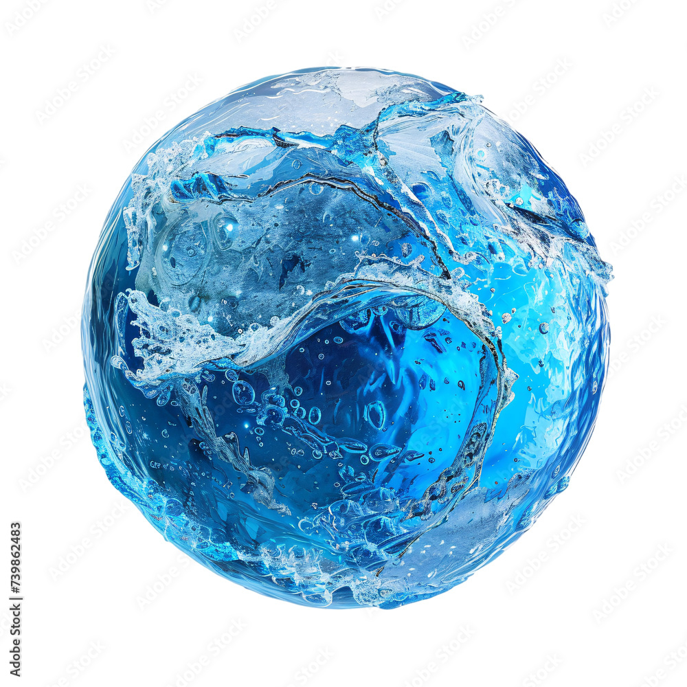 Blue water earth sphere on a isolated background Blue water earth sphere on a isolated background