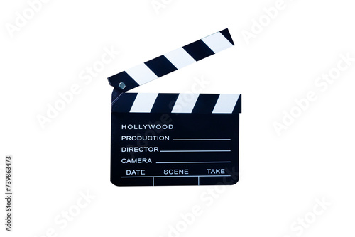 Clapperboard isolated on white background with clipping path