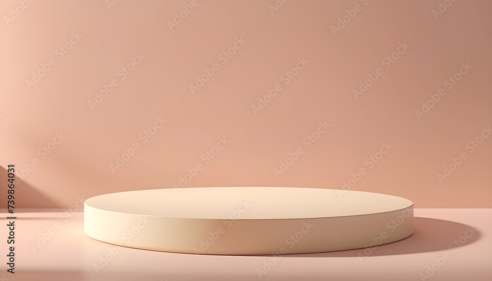cosmetic podium in cream color on the table cosmetic podium in cream color on the table