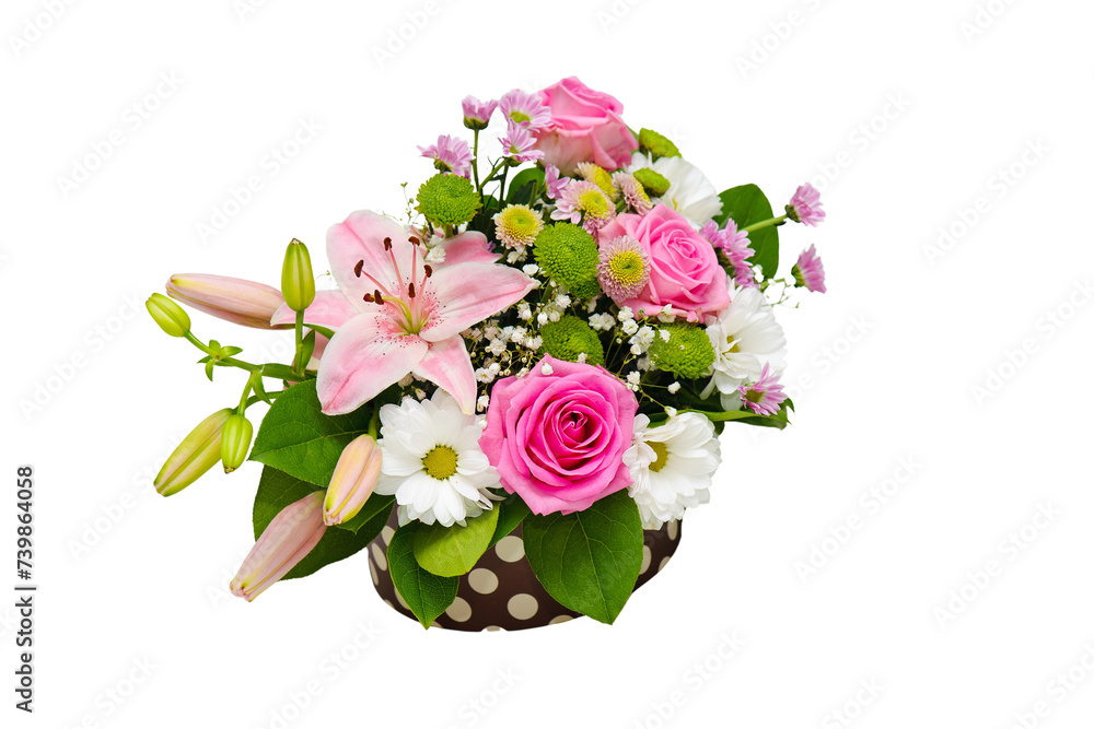 flower, bouquet, flowers, vase, rose, pink, nature, bunch, blossom, beauty, plant, isolated, arrangement, floral, petal, flora, bloom, gift, pot, spring, roses, leaf, decoration, be