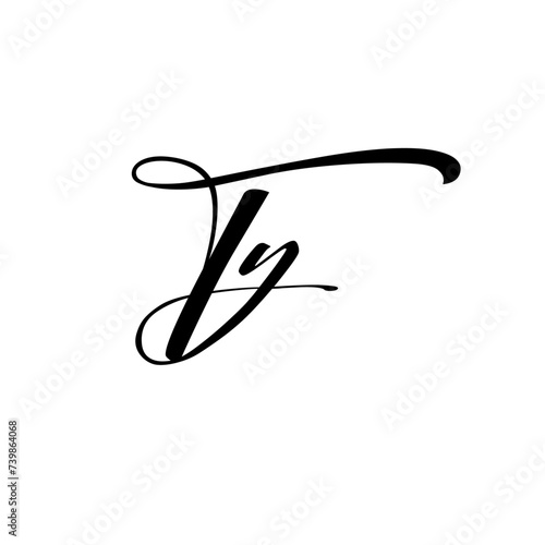 A hand-drawn signature logo design template 