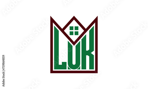 LUK initial letter real estate builders logo design vector. construction ,housing, home marker, property, building, apartment, flat, compartment, business, corporate, house rent, rental, commercial