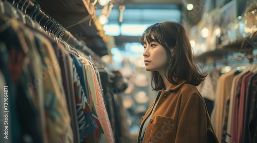 古着屋で買い物をするアジア人女性05 © yukinoshirokuma