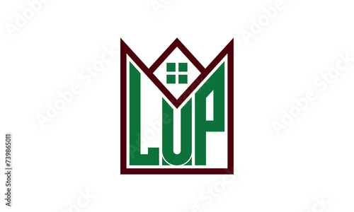LUP initial letter real estate builders logo design vector. construction ,housing, home marker, property, building, apartment, flat, compartment, business, corporate, house rent, rental, commercial