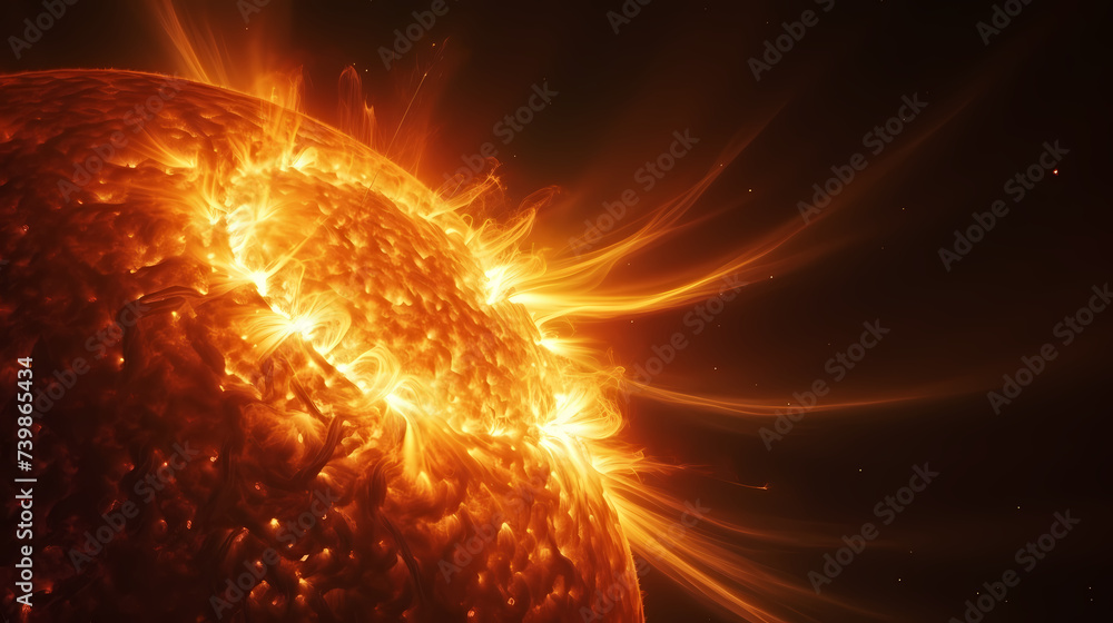 With explosive solar flares on the sun's surface With explosive solar flares on the sun's surface