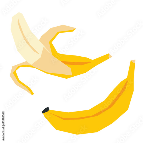 Colorful cutout banana. Fruit shape colored cardboard or paper. Funny naive childish applique.
