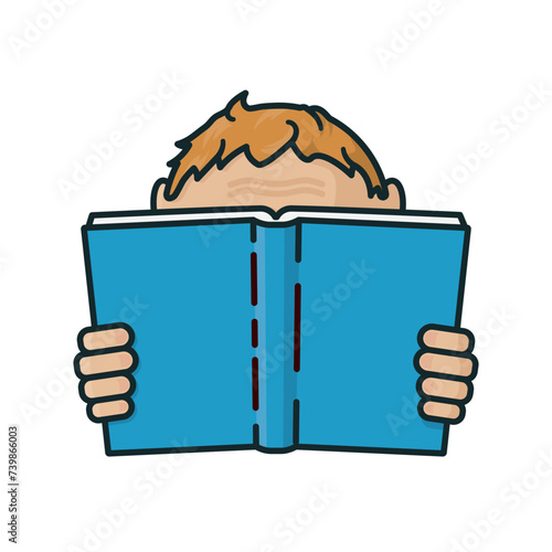 Boy reading a book isolated vector illustration for International Children's Book Day on April 2