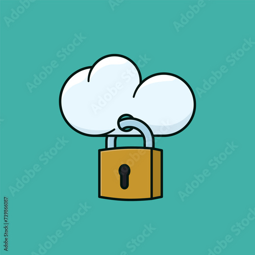 Cloud with padlock vector illustration for World Cloud Security Day on April 3