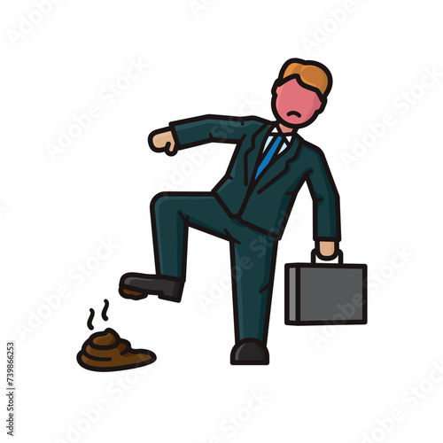 Businessman stepping in dog poo isolated vector illustration for Tartan Day on April 6