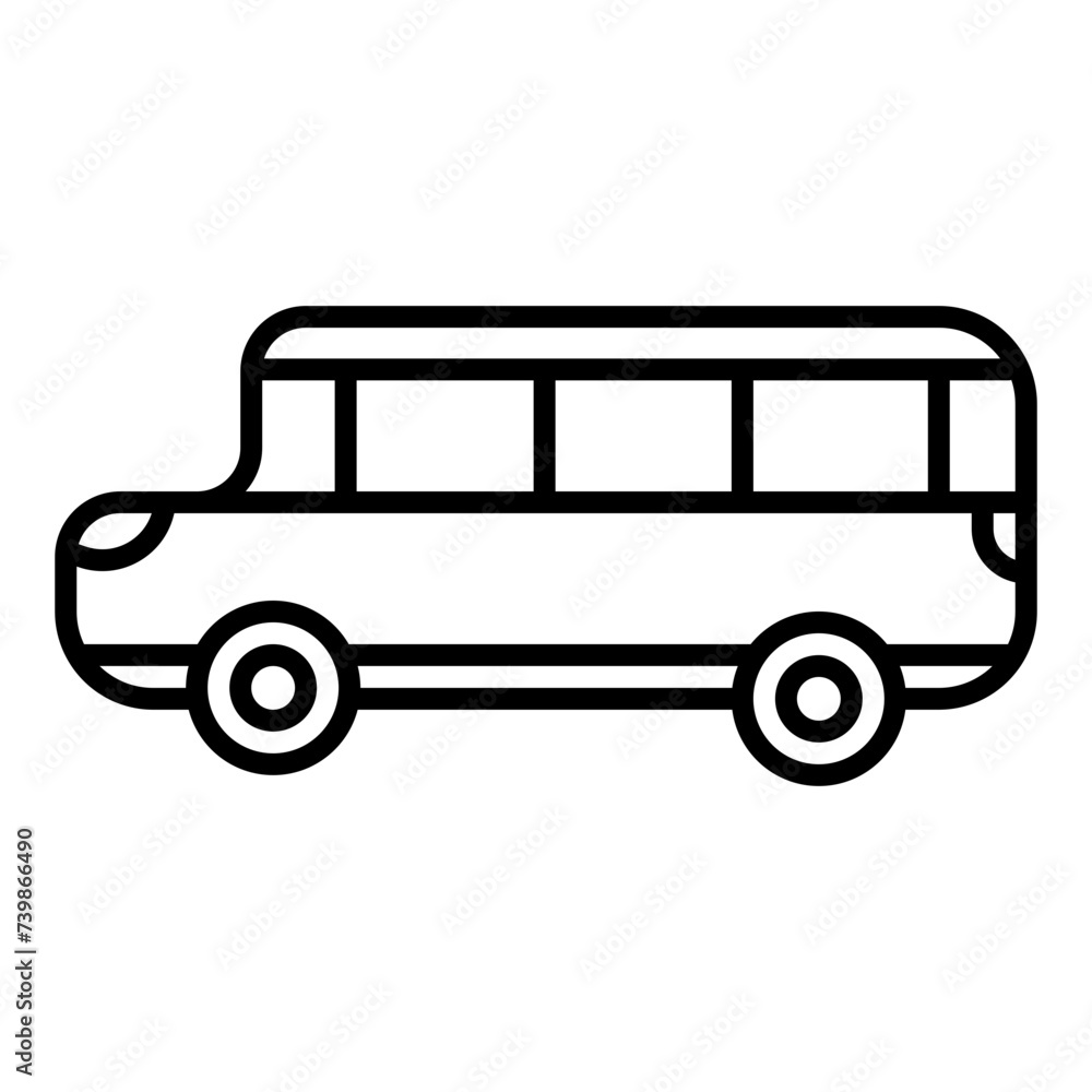 School Bus Line Icon