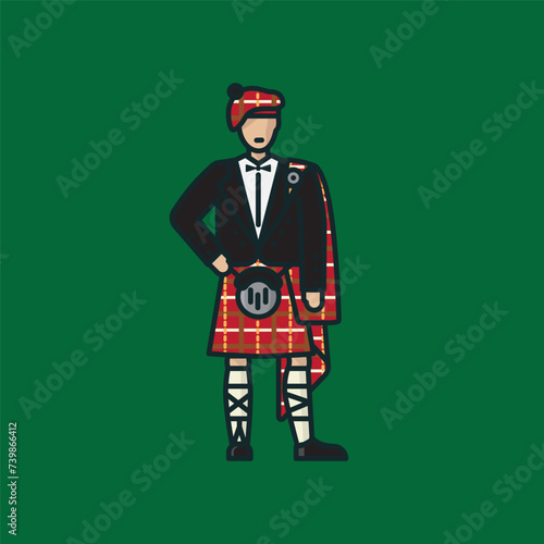 Scotsman in traditional costume vector illustration for Tartan Day on April 6