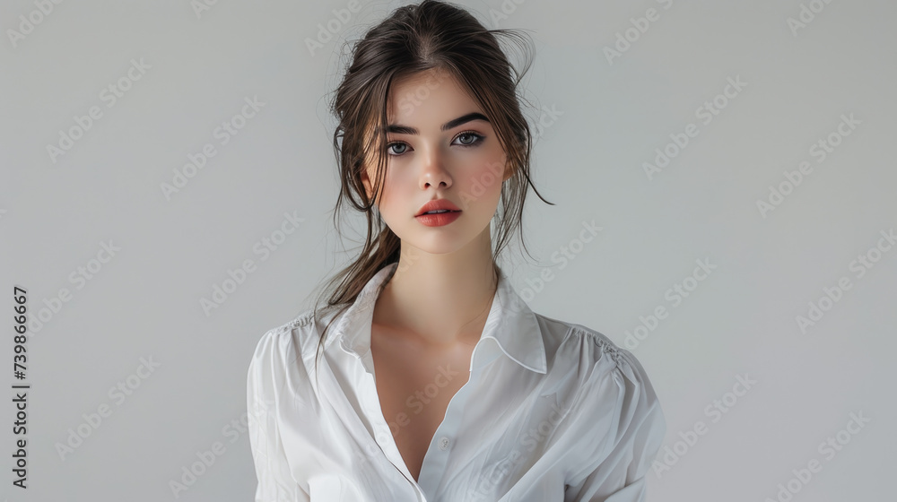 Captivating portrait of a pretty girl in a model pose, exuding timeless elegance, Ai Generated. Captivating portrait of a pretty girl in a model pose, exuding timeless elegance, Ai Generated.