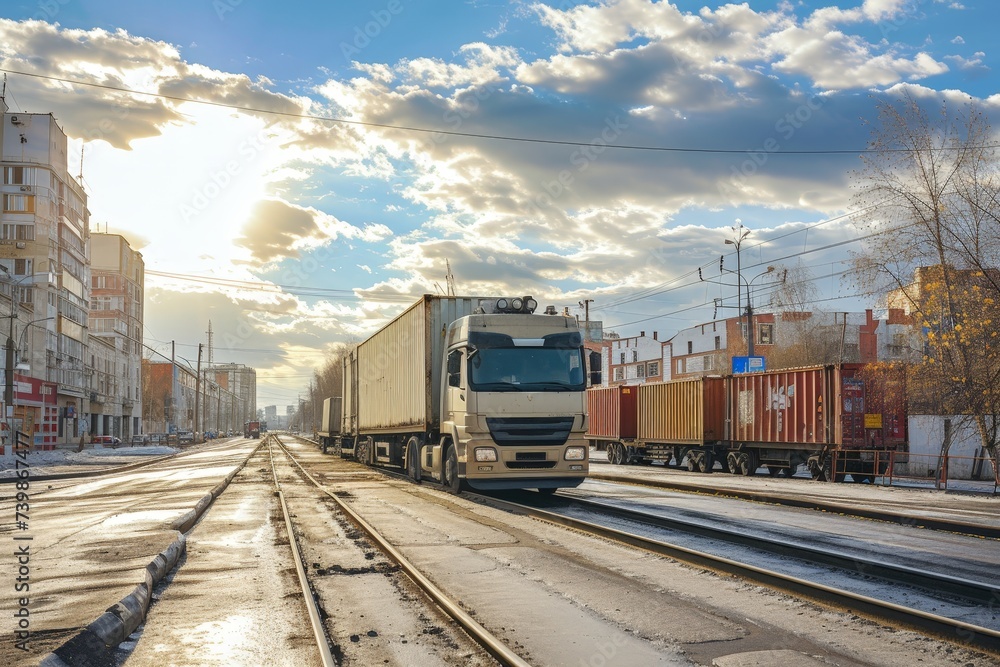 a truck on the tracks