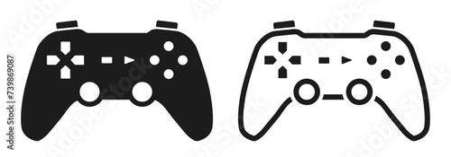 Game controller icon in flat and line style, joystick console - vector photo