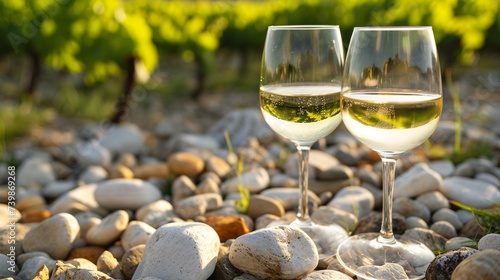 French white wine made from grapes grown in vineyards in the Burgundy region, showcasing the unique terroir of flintstone soil.