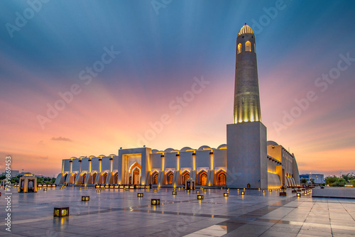 Qatar State Mosque. Imam Abul wahab Grand Mosque Doha Qatar photo