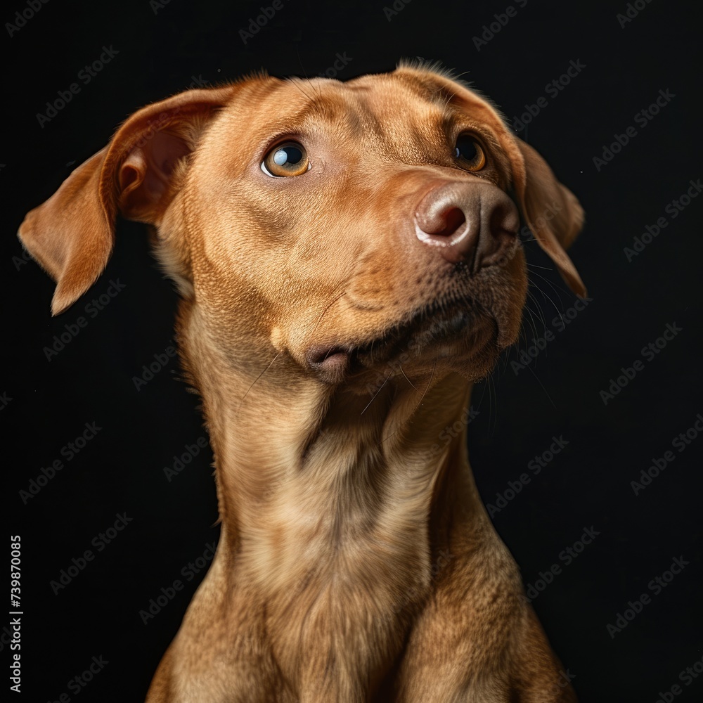 Studio portrait of pet dog in front of a black background - AI Generated Digital Art Studio portrait of pet dog in front of a black background - AI Generated Digital Art