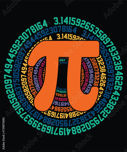 Happy pi day shirt print template. Typography t-shirt design for geographers. Math lover shirt 3.141592 photo