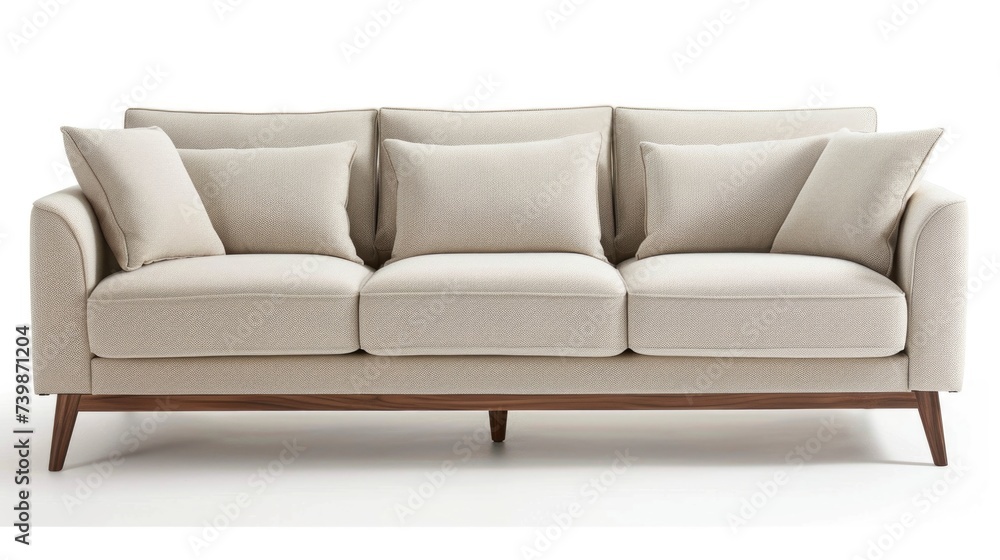 Modern Minimalist Sofa in Neutral Tones on a White Background Modern Minimalist Sofa in Neutral Tones on a White Background