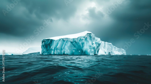 Majestic Iceberg in a Cold Arctic Ocean Under Moody Skies © romanets_v