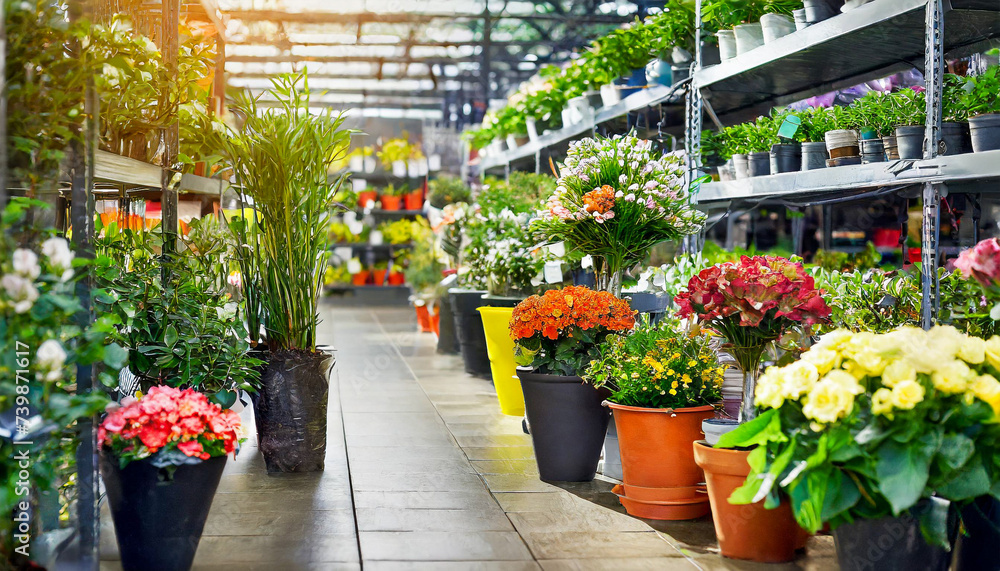 Plants and flowers in hardware store, springtime image