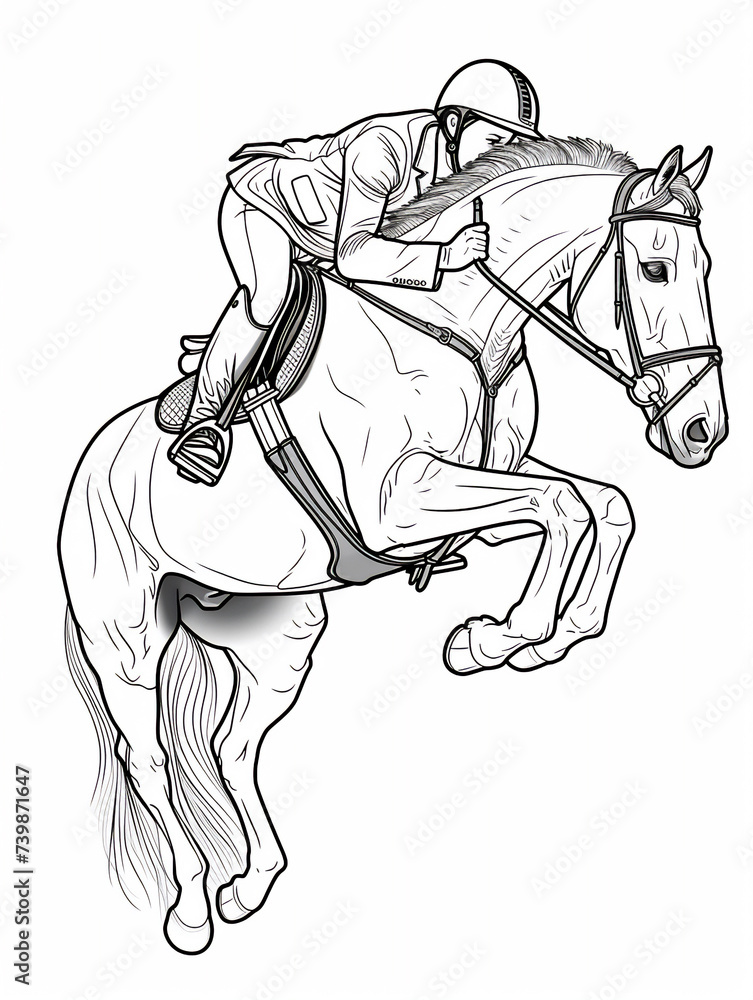 Obraz premium Coloring pages or sketch of running horse 