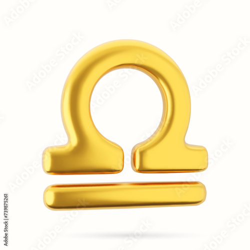 3d golden zodiac sign Libra  on a white  background.