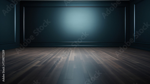 empty room with dark walls and wood floor © Yuwarin