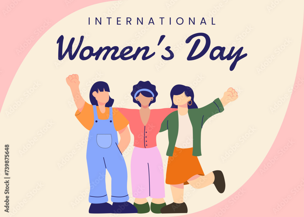 International women's day poster. female togetherness vector. feminine design International women's day poster. female togetherness vector. feminine design