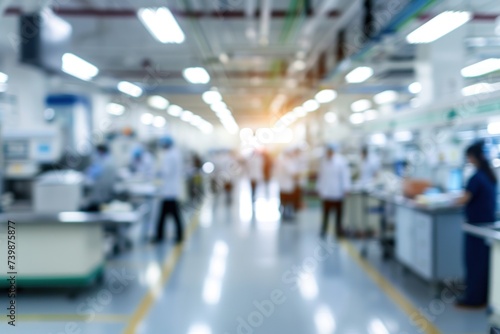 A blurry photo shows Doctors and nurses running the hospital while engineers collaborate on designing and installing advanced medical equipment