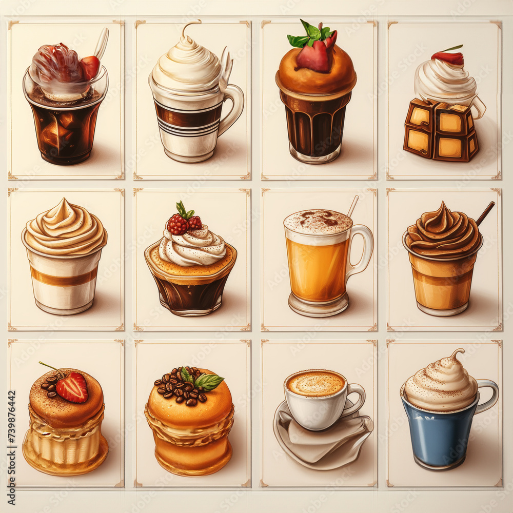 set of coffee and sweets set of coffee and sweets
