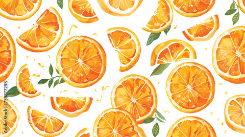 Tropical Seamless Bright light pattern with Fresh orange