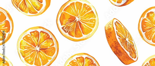 Tropical Seamless Bright light pattern with Fresh orange