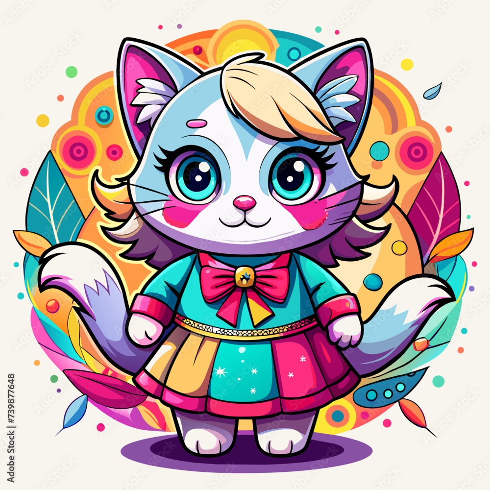 Cat, Doll, real style, cute, white background Cat, Doll, real style, cute, white background