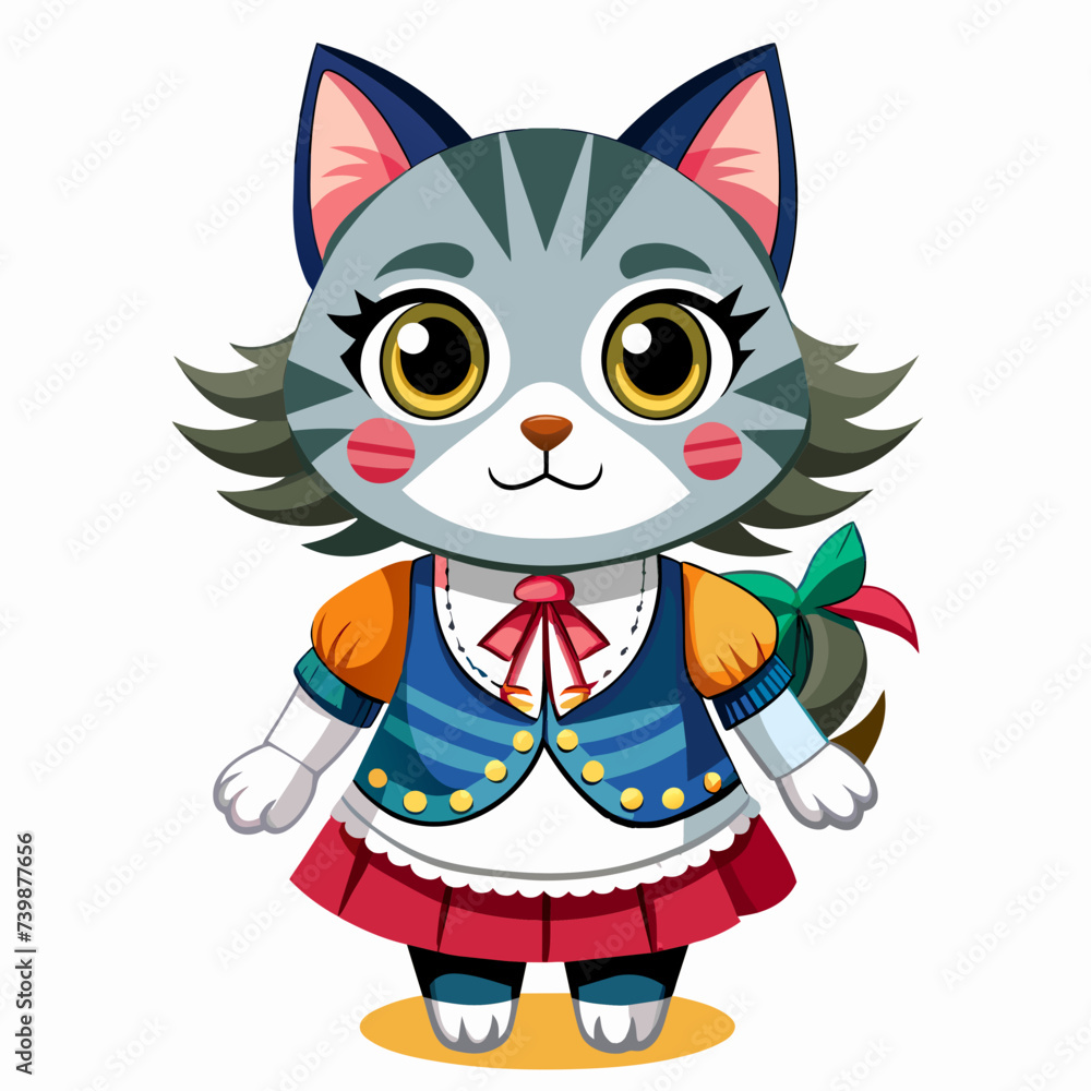 Cat, Doll, real style, cute, white background Cat, Doll, real style, cute, white background