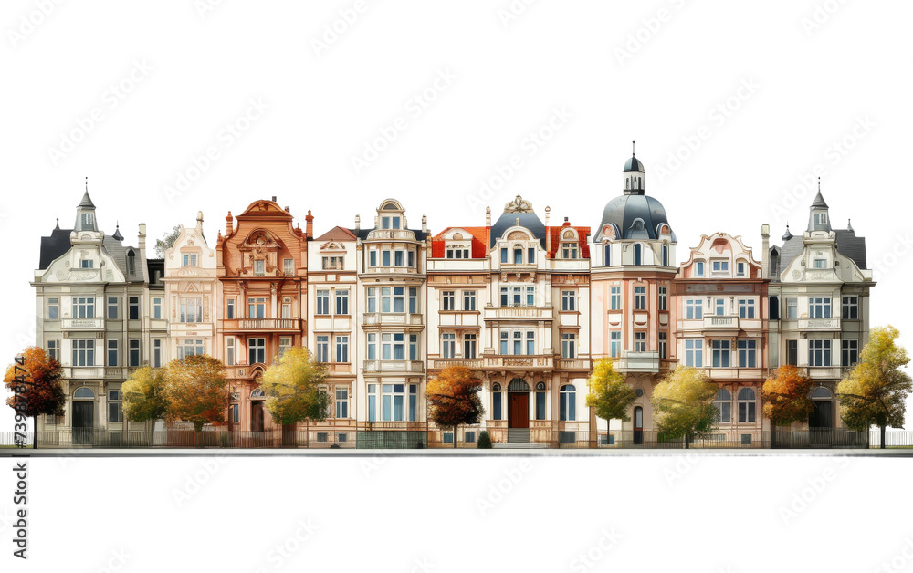 Nouveau Residential Architecture on white background