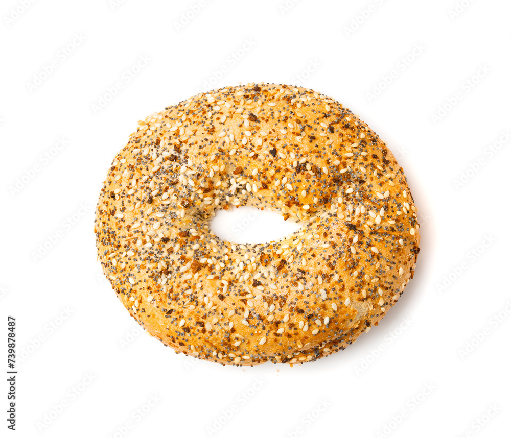 Bagel, Round Bread Bun, Wheat Bakery with Grains And Seeds for Breakfast, Plain Circle Bagel Bread Bagel, Round Bread Bun, Wheat Bakery with Grains And Seeds for Breakfast, Plain Circle Bagel Bread