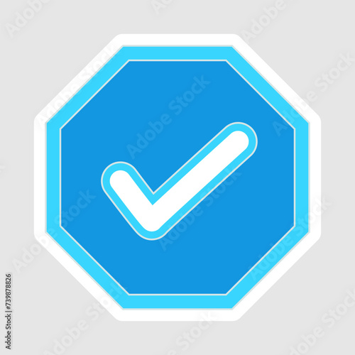 Symbols Approved and Accepted blue checkmark isolated on white background