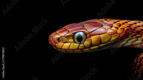 a macro of a corn snake head, ,with blured background, with empty copy space