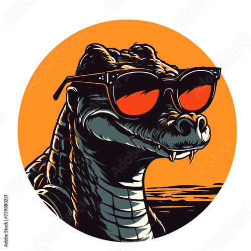 Crocodile with sunglasses. Vector illustration for your design.