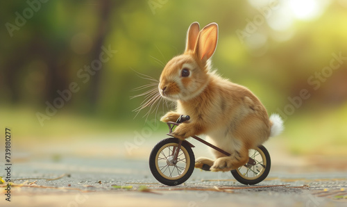 Osterhase auf dem Fahrrad im Park © Jenny Sturm